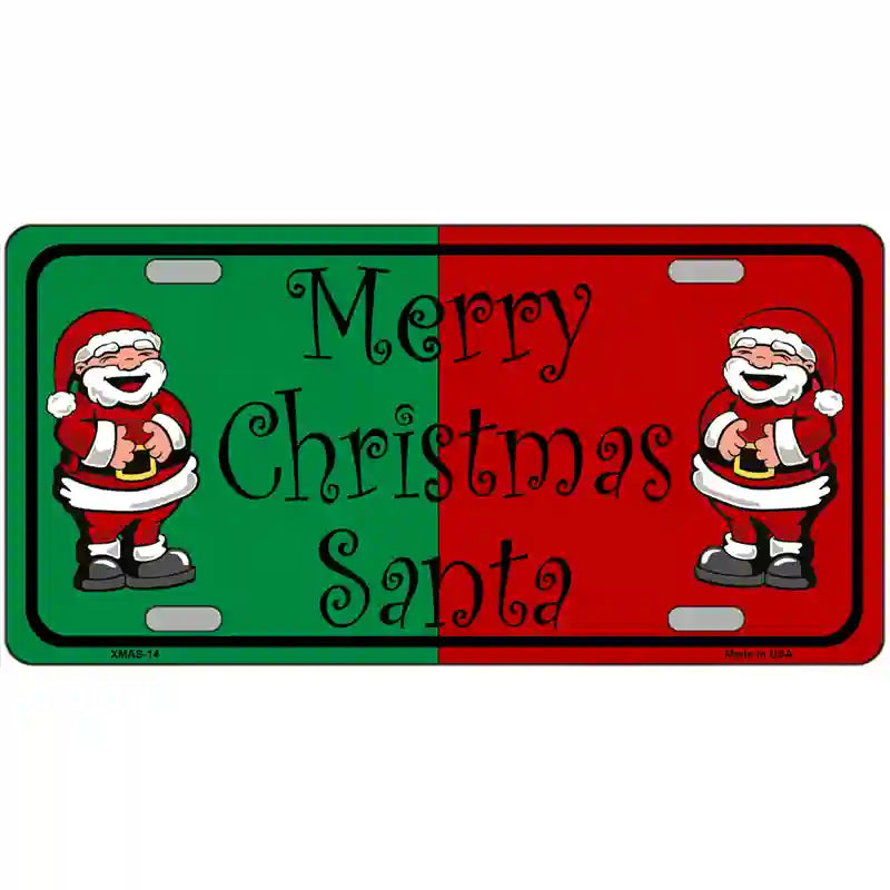 Green Red Santa Metal Novelty License Plate 24" x 12" (LLP)