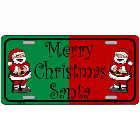 Green Red Santa Metal Novelty License Plate 24" x 12" (LLP)