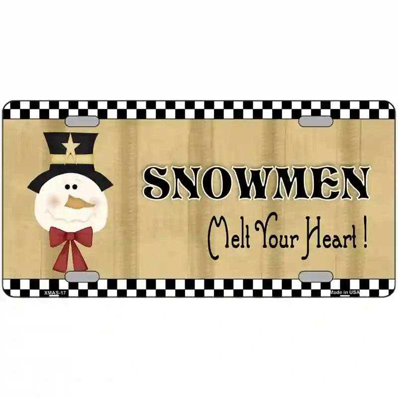 Snowmen Melt Your Heart Metal Novelty License Plate 24" x 12" (LLP)