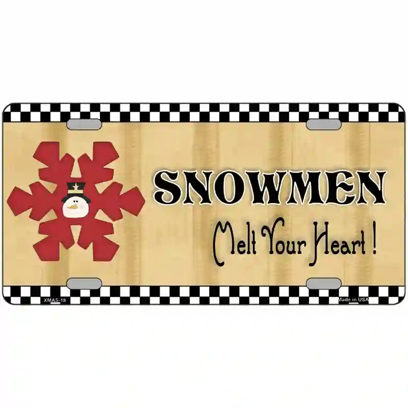 Snowflake Snowmen Melt Your Heart Metal Novelty License Plate 24" x 12" (LLP)