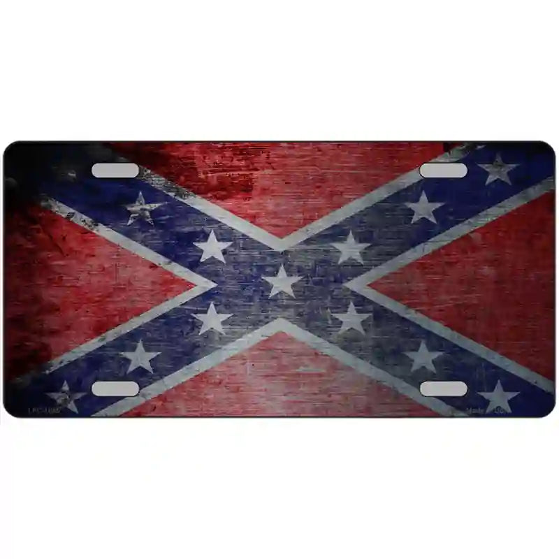 Confederate Flag Scratched Chrome Novelty Metal License Plate 24" x 12" (LLPC)