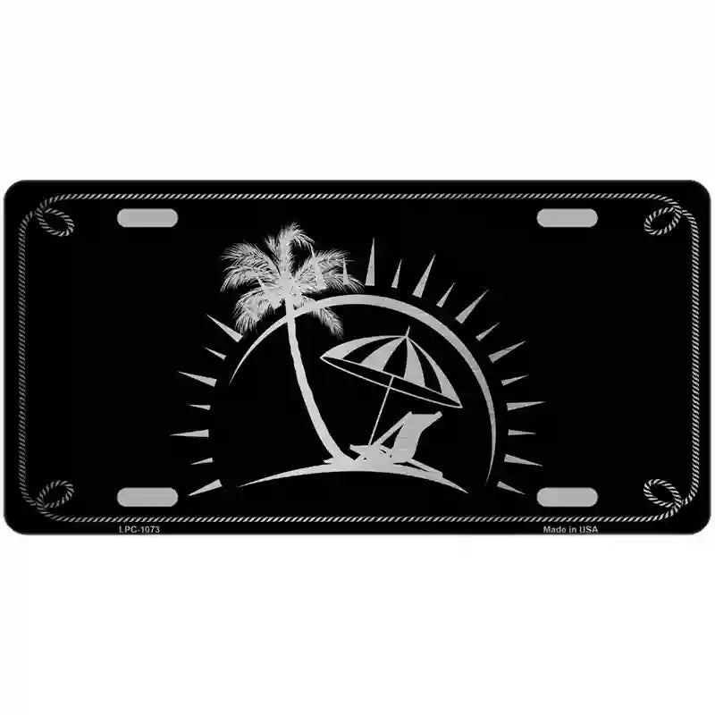 Beach Design Black Brushed Chrome Novelty Metal License Plate 24" x 12" (LLPC)