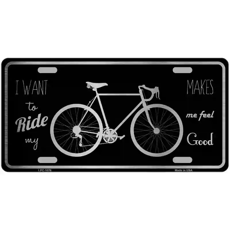 Bike Black Brushed Chrome Novelty Metal License Plate 24" x 12" (LLPC)