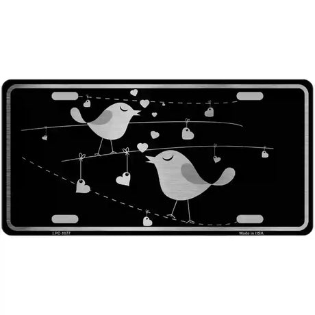 Love Birds Black Brushed Chrome Novelty Metal License Plate 24" x 12" (LLPC)