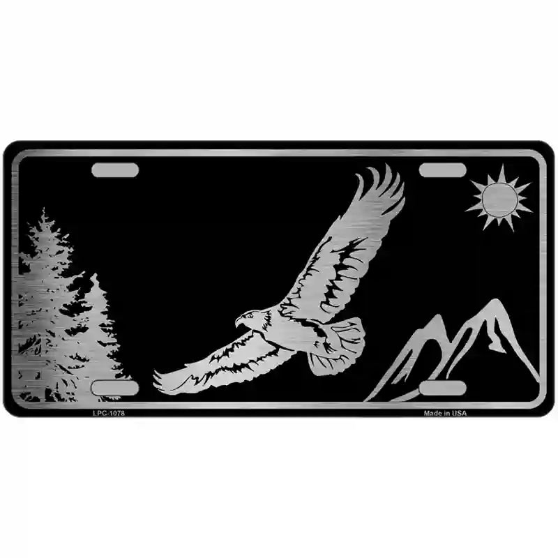 Eagle Black Brushed Chrome Novelty Metal License Plate 24" x 12" (LLPC)