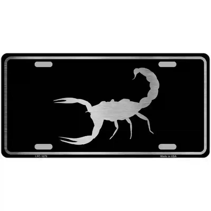 Scorpion Black Brushed Chrome Novelty Metal License Plate 24" x 12" (LLPC)