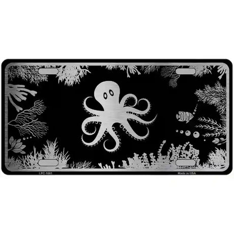 Octopus Black Brushed Chrome Novelty Metal License Plate 24" x 12" (LLPC)