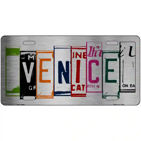 Venice License Plate Art Brushed Chrome Novelty Metal License Plate Tag 24" x 12" (LLPC)