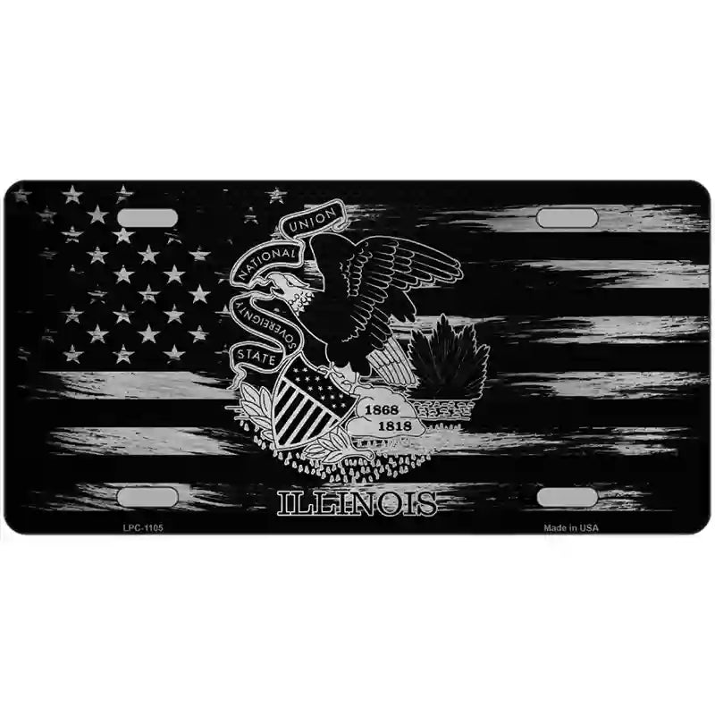 Illinois Carbon Fiber Novelty Metal License Plate 24" x 12" (LLPC)