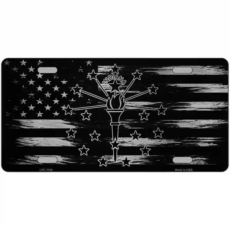 Indiana Carbon Fiber Novelty Metal License Plate 24" x 12" (LLPC)