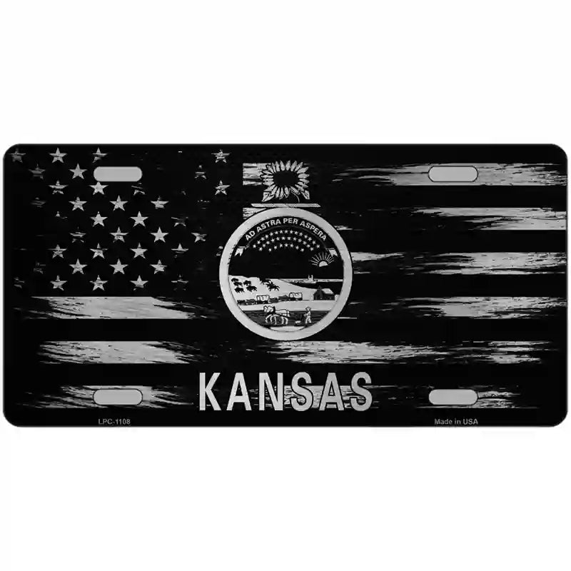 Kansas Carbon Fiber Novelty Metal License Plate 24" x 12" (LLPC)