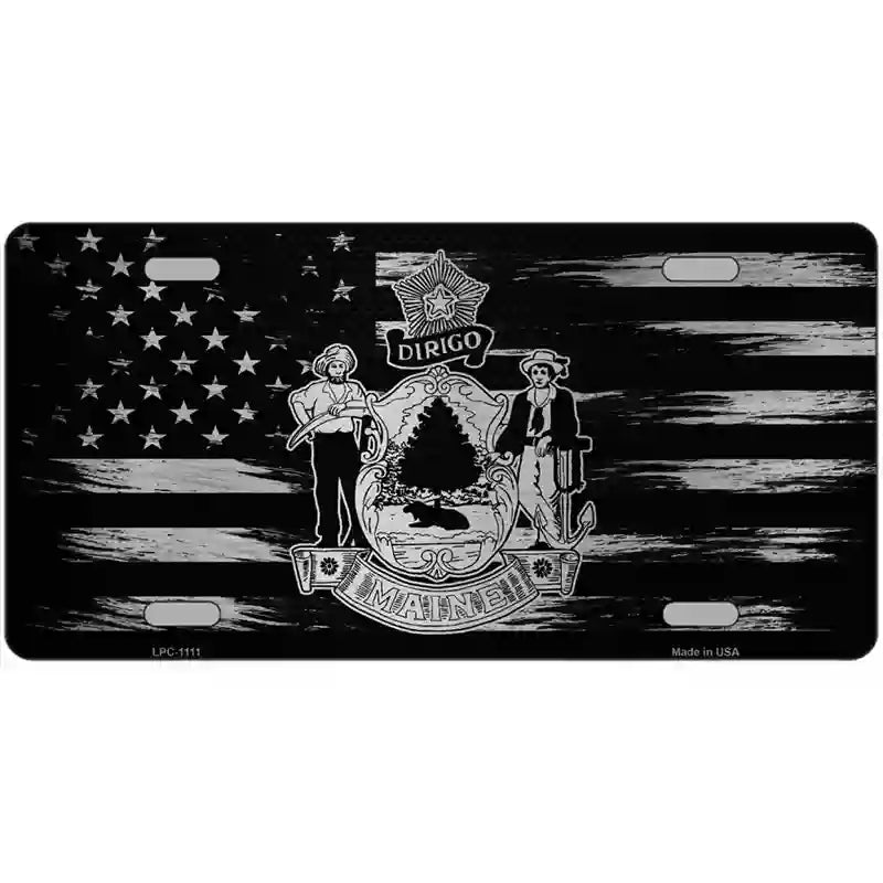 Maine Carbon Fiber Novelty Metal License Plate 24" x 12" (LLPC)