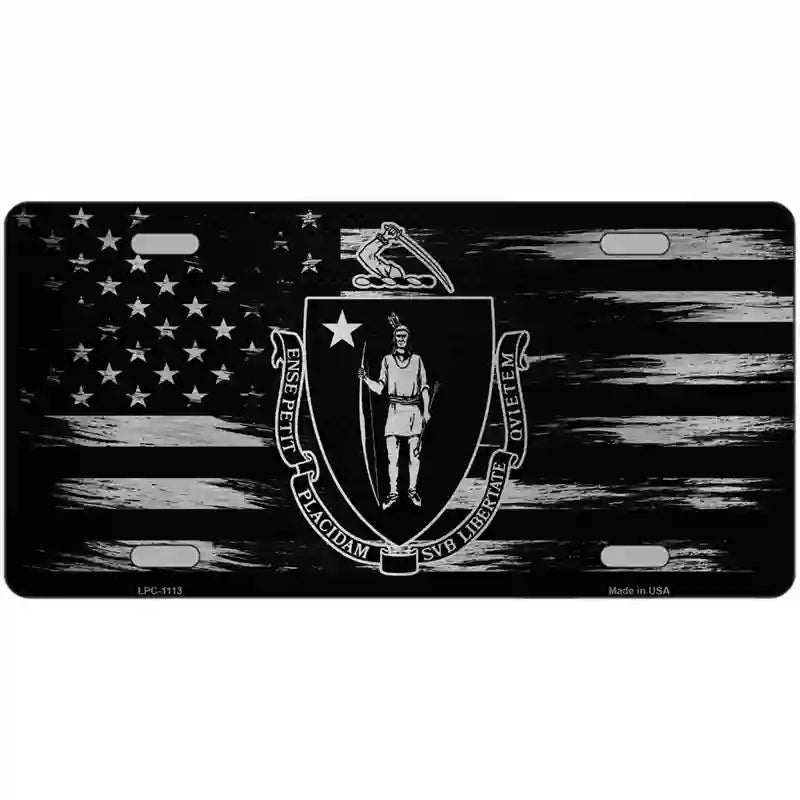 Massachusetts Carbon Fiber Novelty Metal License Plate 24" x 12" (LLPC)