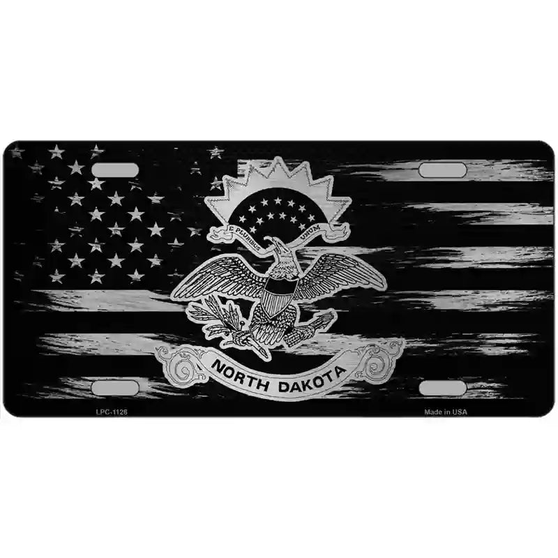 North Dakota Carbon Fiber Novelty Metal License Plate 24" x 12" (LLPC)