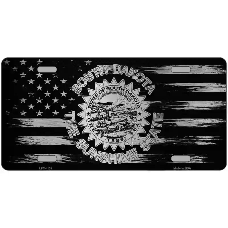 South Dakota Carbon Fiber Novelty Metal License Plate 24" x 12" (LLPC)