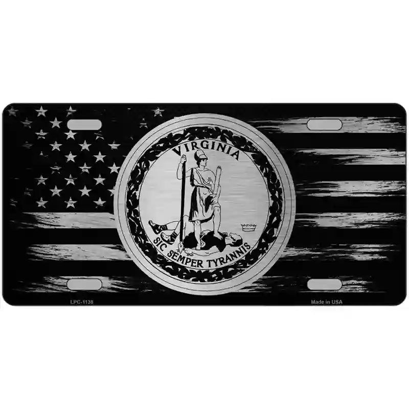 Virginia Carbon Fiber Novelty Metal License Plate 24" x 12" (LLPC)