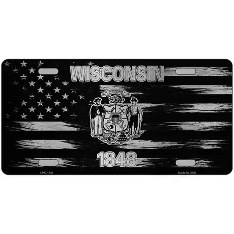 Wisconsin Carbon Fiber Novelty Metal License Plate 24" x 12" (LLPC)