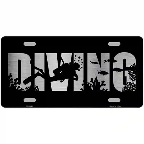 Diving Brushed Chrome Novelty Metal License Plate 24" x 12" (LLPC)