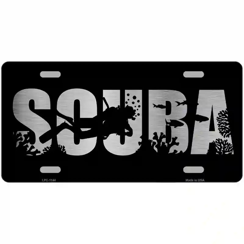 Scuba Brushed Chrome Novelty Metal License Plate 24" x 12" (LLPC)