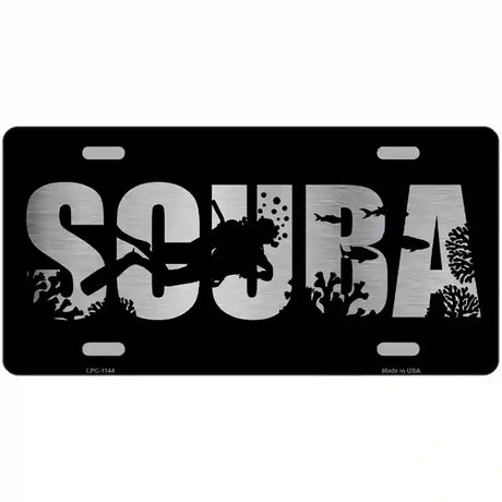 Scuba Brushed Chrome Novelty Metal License Plate 24" x 12" (LLPC)