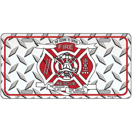 Fire Fighter Rescue Novelty Metal License Plate 12" x 6" (LP)