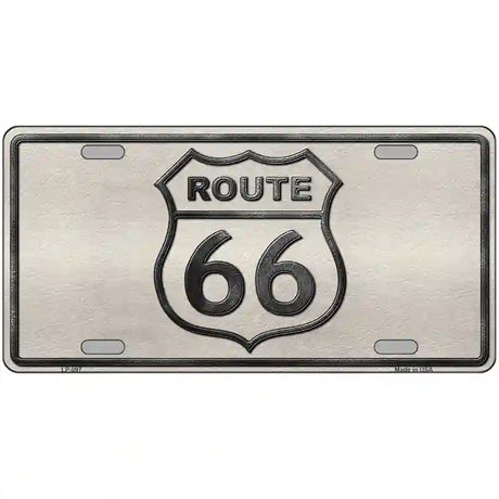 Route 66 Shield White Novelty Metal License Plate 12" x 6" (LP)