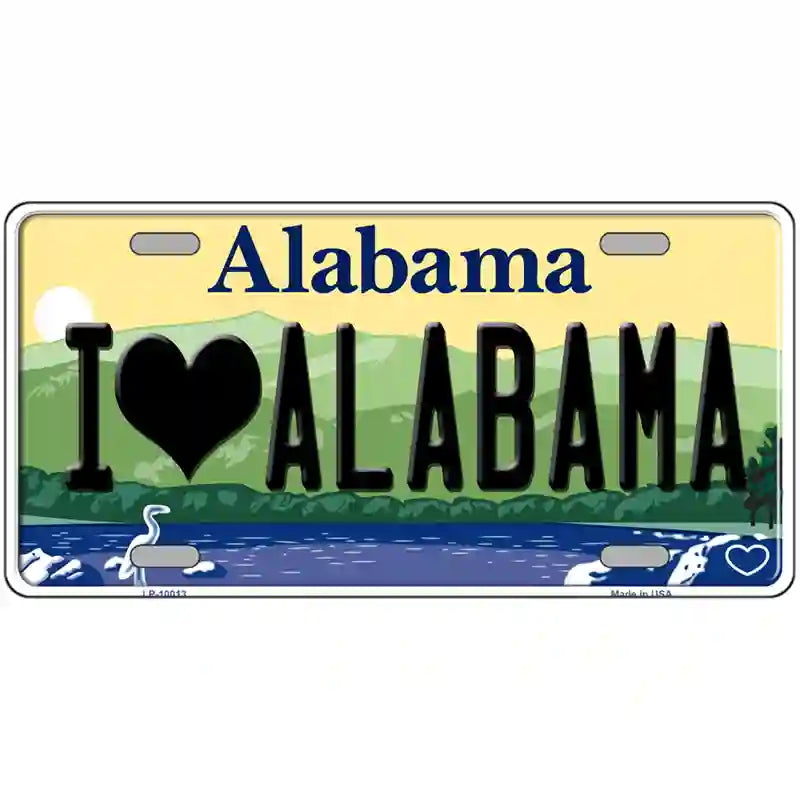 I Love Alabama Metal Novelty License Plate 12" x 6" (LP)