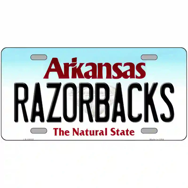 Razorbacks Arkansas Metal Novelty License Plate