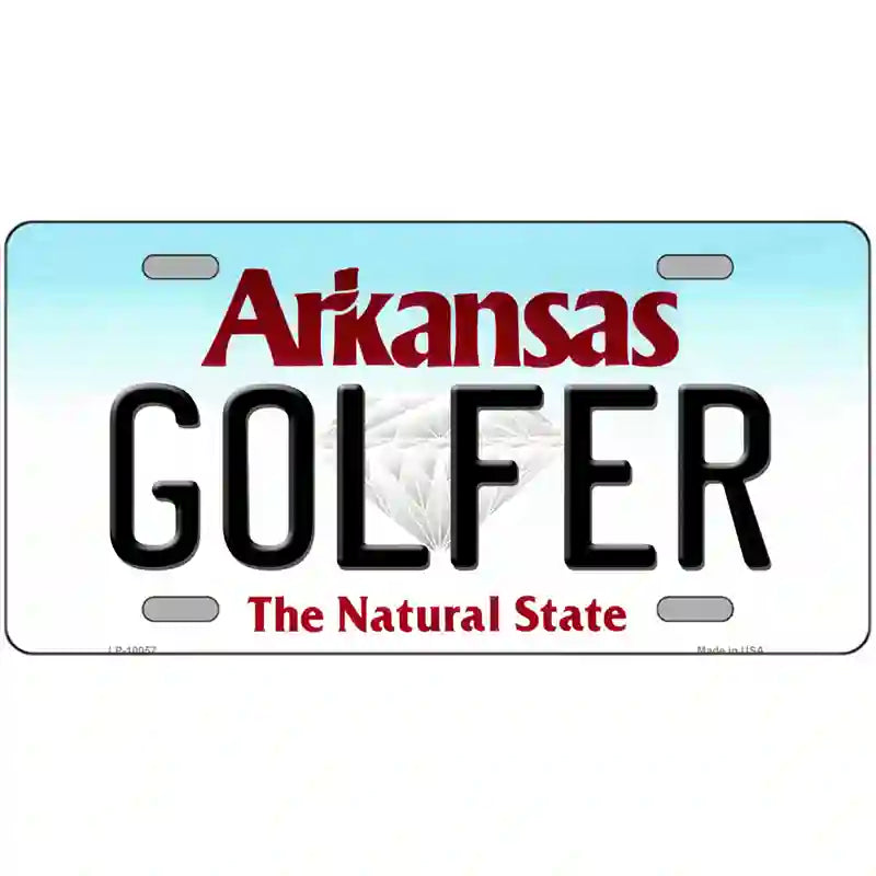 Golfer Arkansas Metal Novelty License Plate 12" x 6" (LP)