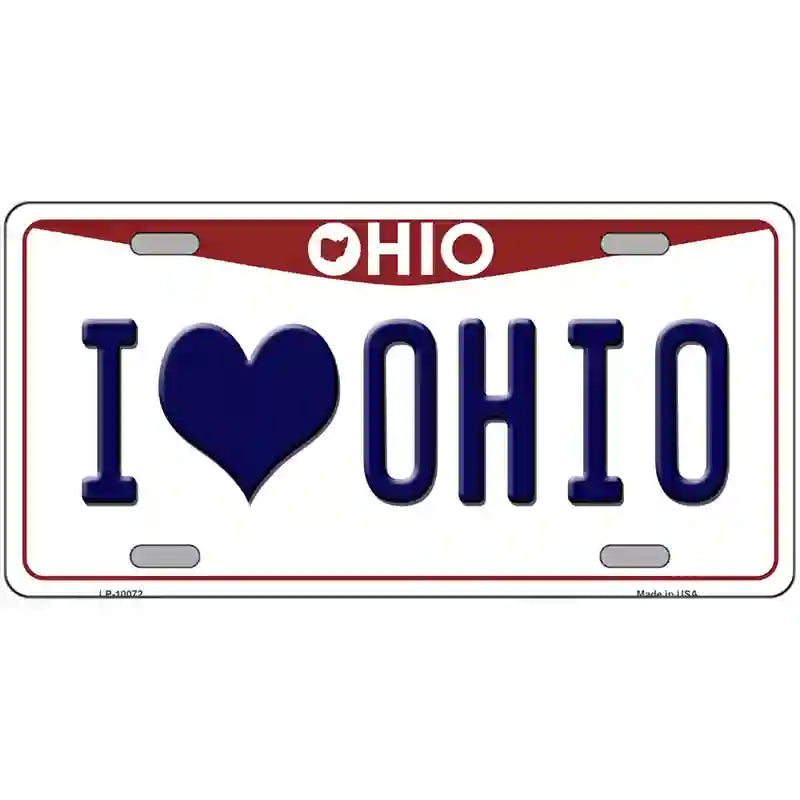 I Love Ohio Metal Novelty License Plate 12" x 6" (LP)