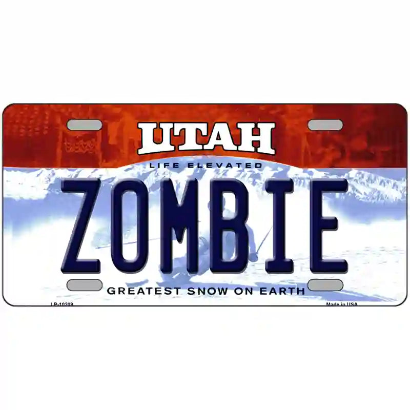 Zombie Utah Metal Novelty License Plate 12" x 6" (LP)