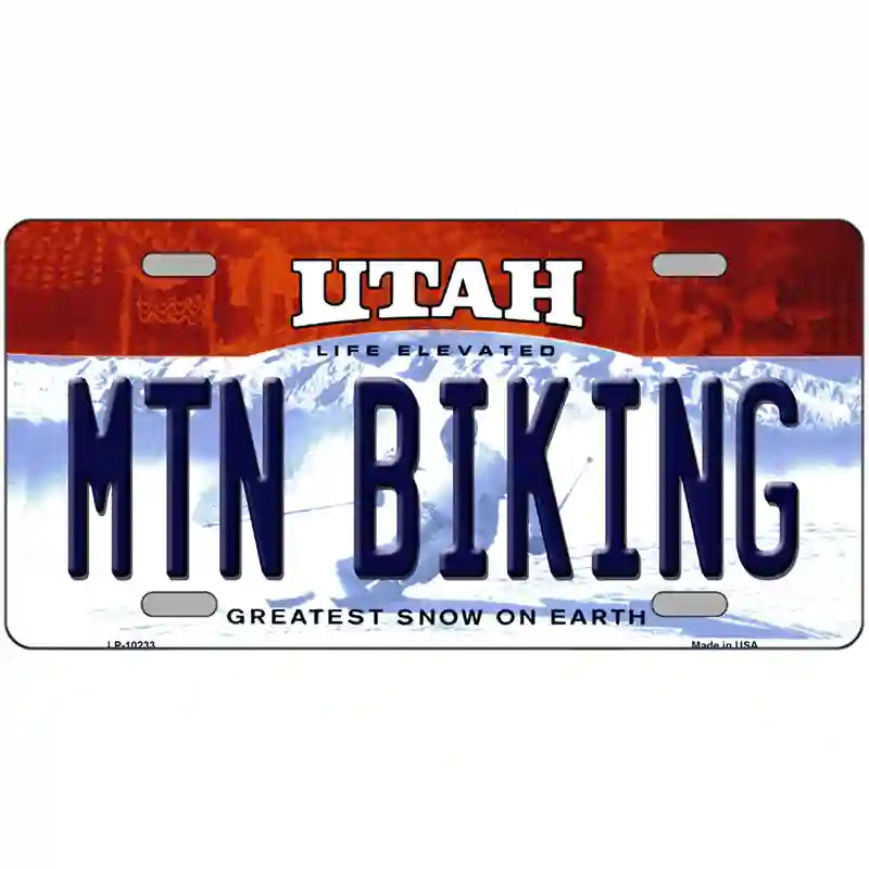 Mtn Biking Utah Metal Novelty License Plate 12" x 6" (LP)