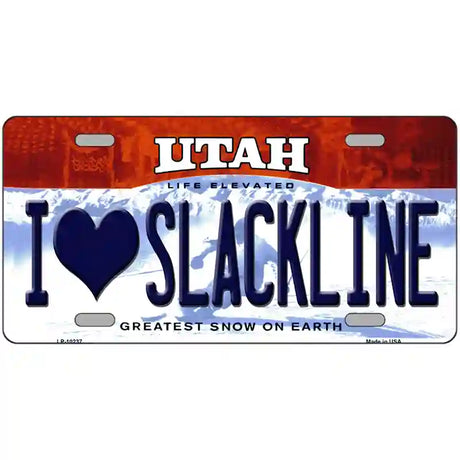 I Love Slackline Utah Metal Novelty License Plate 12" x 6" (LP)