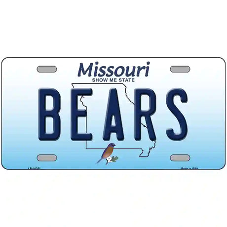 Bears Missouri Metal Novelty License Plate 12" x 6" (LP)