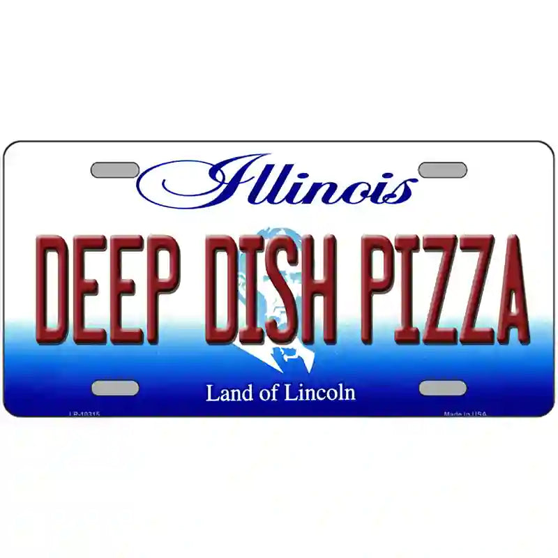 Deep Dish Pizza Illinois Metal Novelty License Plate 12" x 6" (LP)