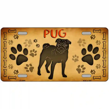 Pug Novelty Metal License Plate 12" x 6" (LP)