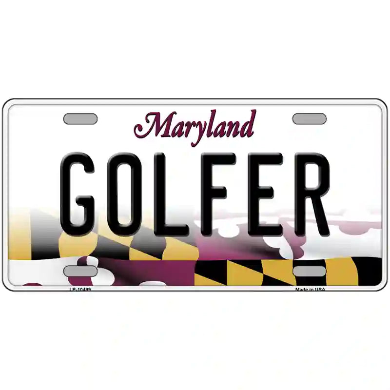 Golfer Maryland Metal Novelty License Plate 12" x 6" (LP)