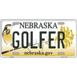 Golfer Nebraska Metal Novelty License Plate 12" x 6" (LP)