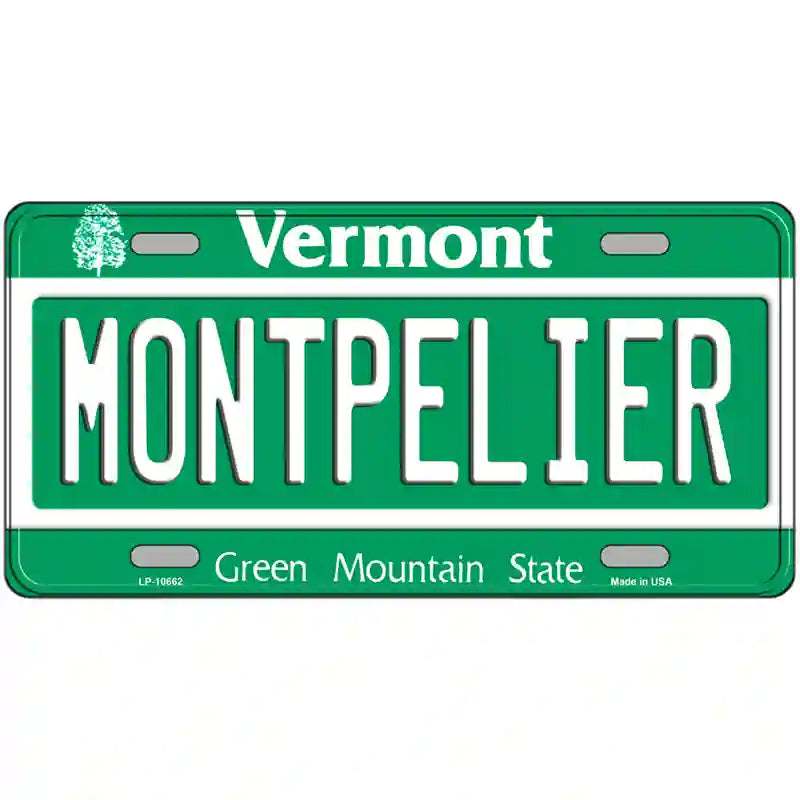 Montpelier Vermont Metal Novelty License Plate 12" x 6" (LP)