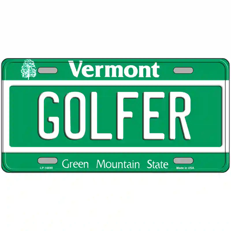 Golfer Vermont Metal Novelty License Plate 12" x 6" (LP)