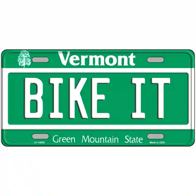 Bike It Vermont Metal Novelty License Plate 12" x 6" (LP)