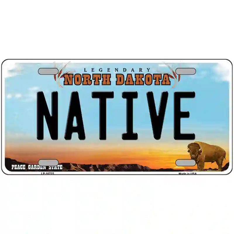 Native North Dakota Metal Novelty License Plate 12" x 6" (LP)