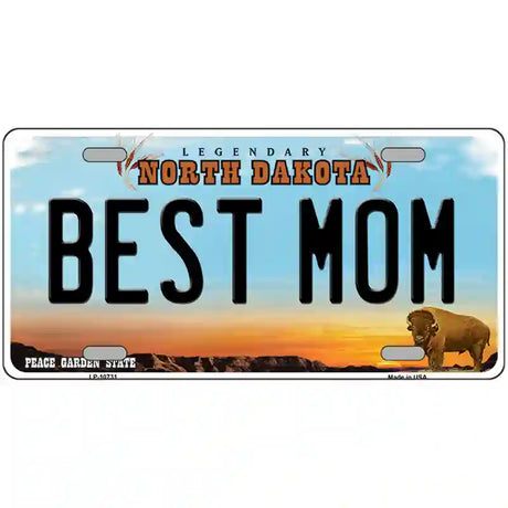 Best Mom North Dakota Metal Novelty License Plate 12" x 6" (LP)