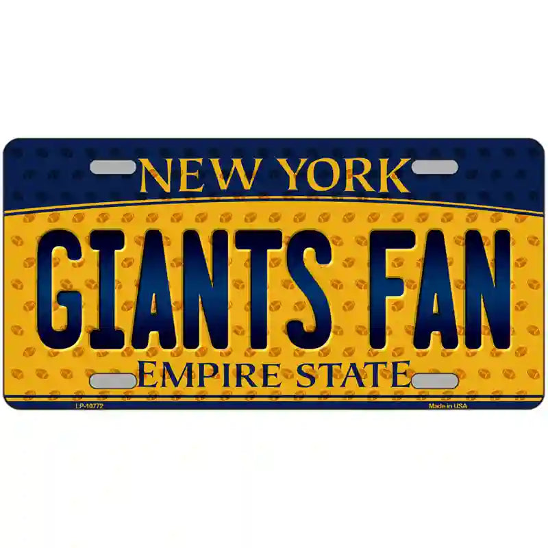 Giants Fan New York Novelty Metal License Plate 12" x 6" (LP)