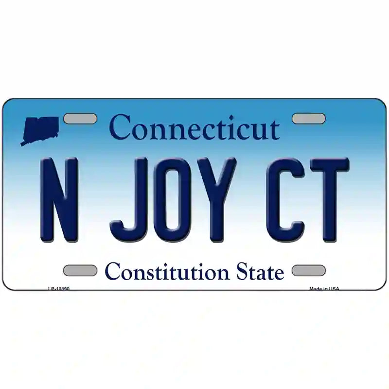 N Joy CT Connecticut Metal Novelty License Plate 12" x 6" (LP)