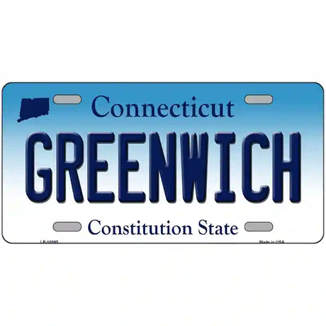 Greenwich Connecticut Metal Novelty License Plate 12" x 6" (LP)