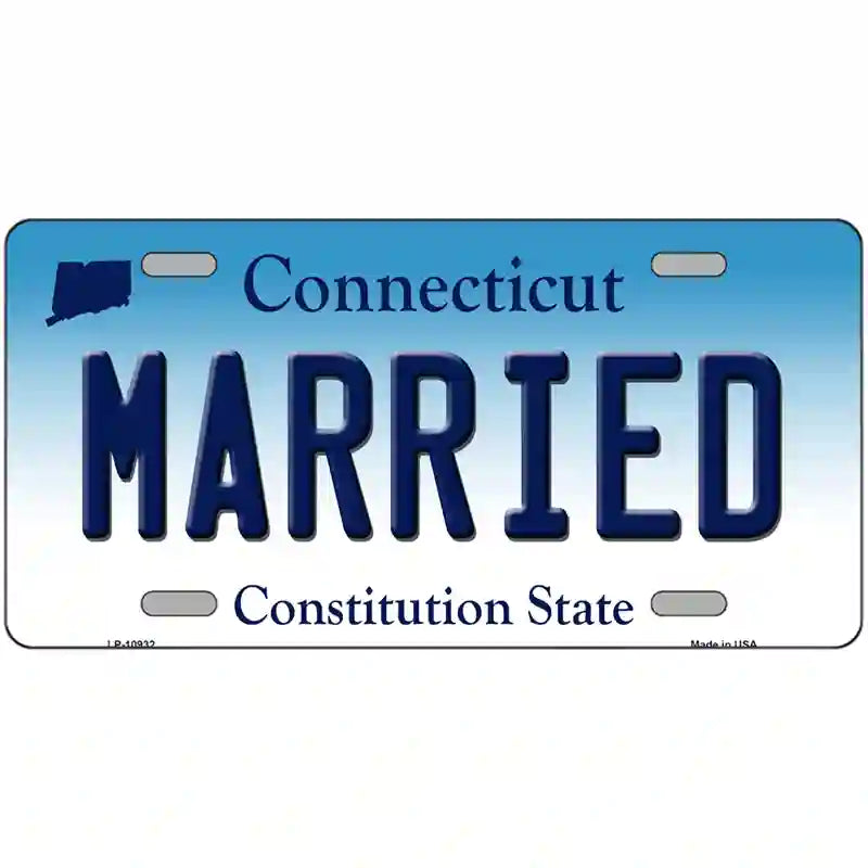 Married Connecticut Metal Novelty License Plate 12" x 6" (LP)