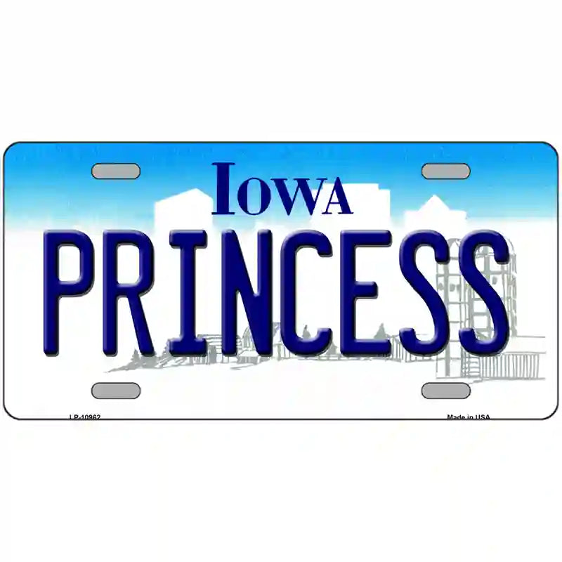 Princess Iowa Metal Novelty License Plate 12" x 6" (LP)