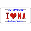 I Love Massachusetts Metal Novelty License Plate 12" x 6" (LP)