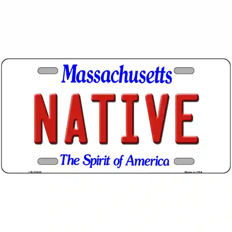 Native Massachusetts Metal Novelty License Plate 12" x 6" (LP)